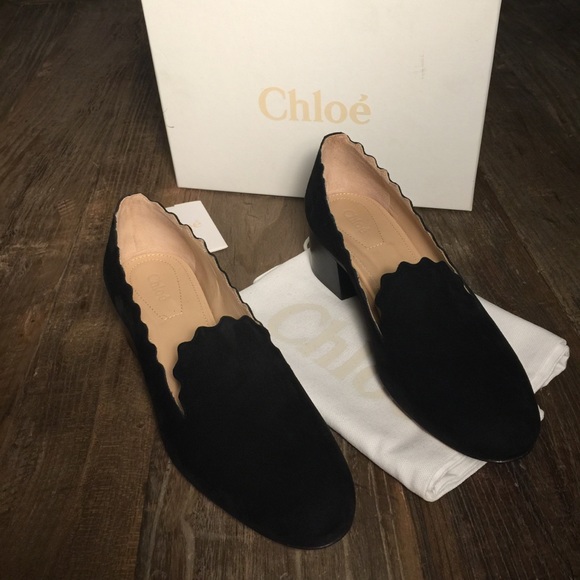 Chloé black suede Lauren scalloped pumps - Picture 7 of 8